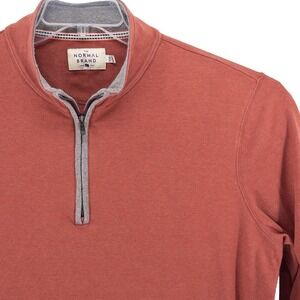 The Normal Brand Mens XXL Puremeso Weekend Quarter Zip Pullover Rust Orange
